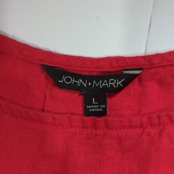 John Mark Dress Womens Large Red Linen Blouse Classic - Picture 5 of 10